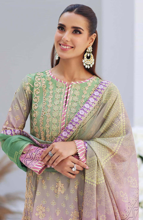 Mina_Hasan - Mina Hasan Embroidered Raw Silk Suit Unstitched 3 Piece Leila - Formal Collection - aubranz.com
