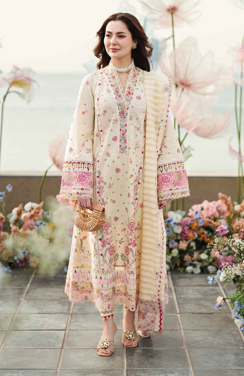 Qalamkar - Qalamkar Sahil Luxury Lawn'25 Embroidered Suit Unstitched 3 Piece - Summer Collection - aubranz.com