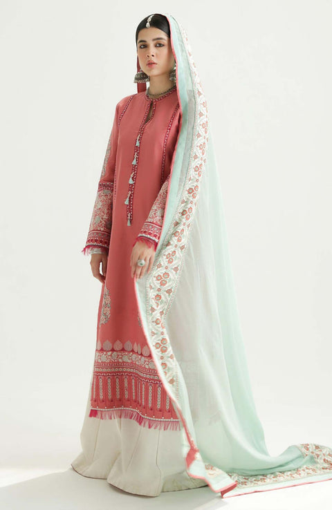 Zara_Shahjahan - Lawn Unstitched'24 By Zara Shahjahan Embroidered Lawn Suit Unstitched 3 Piece LUZS24L 1A - Summer Collection - aubranz.com