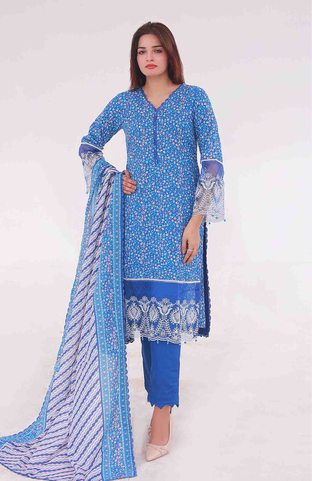 Abtextiles - Meerub Ikat Vol 2 Wrinkle Free Collection'25 By Ab Textile Embroidered Lawn Suit Unstitched 3 Piece - Summer Collection - aubranz.com