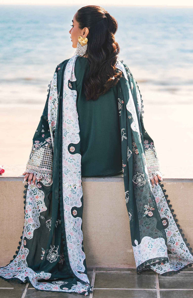 Qalamkar - Qalamkar Sahil Luxury Lawn'25 Embroidered Suit Unstitched 3 Piece - Summer Collection - aubranz.com