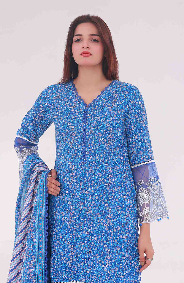 Abtextiles - Meerub Ikat Vol 2 Wrinkle Free Collection'25 By Ab Textile Embroidered Lawn Suit Unstitched 3 Piece - Summer Collection - aubranz.com