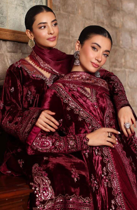 Sadiaasad - SUZAANIKARI WINTER SHAWL'24 BY NOOR BY SAADIA ASAD Embroidered Suits Unstitched 3 Piece - Winter Collection - aubranz.com