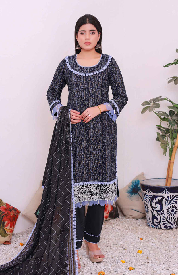 Abtextiles - Meerub Ikat Wrinkle Free Collection'25 By Ab Textiles Embroidered Lawn Suit Unstitched 3 Piece - Summer Collection - aubranz.com