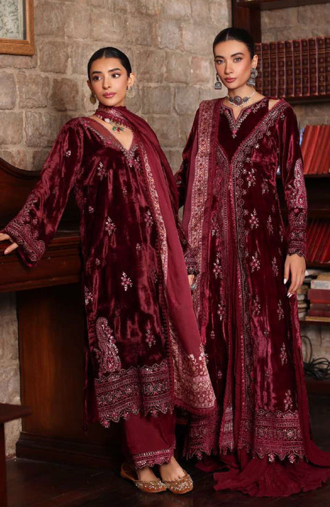 Sadiaasad - SUZAANIKARI WINTER SHAWL'24 BY NOOR BY SAADIA ASAD Embroidered Suits Unstitched 3 Piece - Winter Collection - aubranz.com