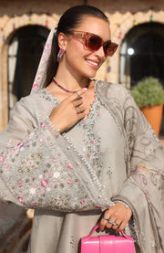 Sadiaasad - Noor Luxe Chikankari'25 Embroidered Lawn Suit Unstitched 3 Piece - Summer Collection - aubranz.com