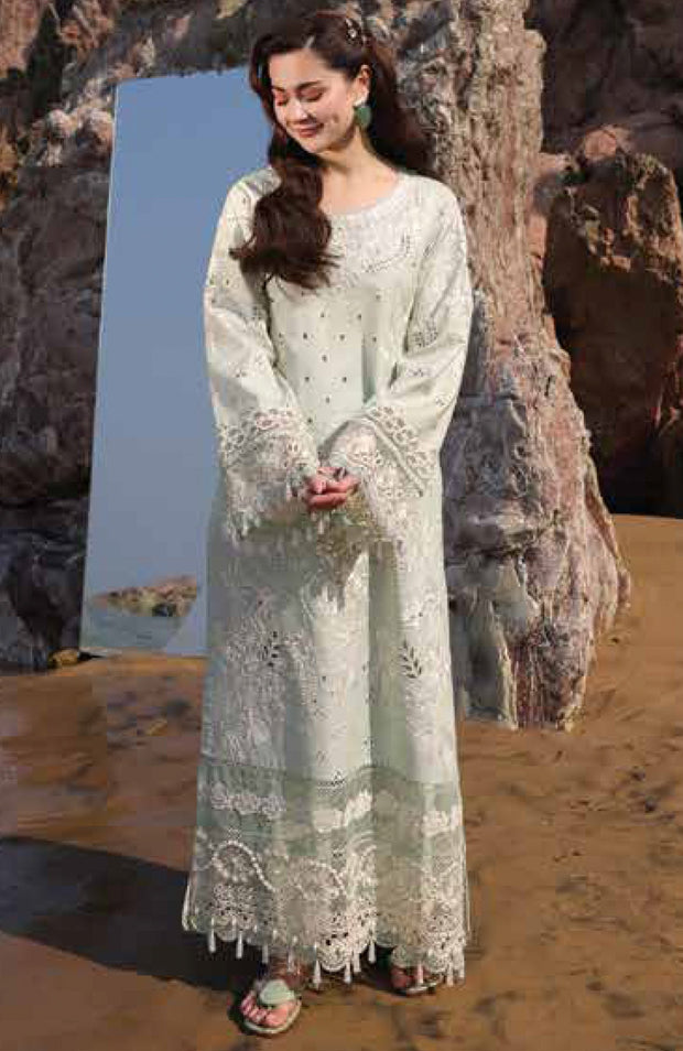Imrozia - Hania Luxury Lawn'25 By Imrozia Embroidered Suit Unstitched 3 Piece - Summer Collection - aubranz.com
