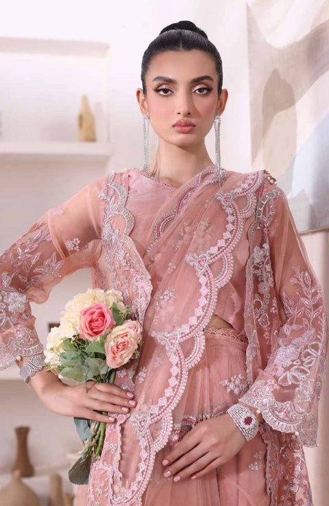Sadiaasad - De Luxe'24 Noor By Saadia asad Embroidered Chiffon Suit Unstitched 3 Piece - aubranz.com