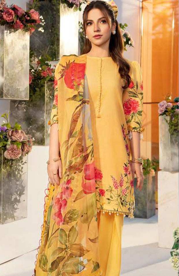Mariab - Maria B M Basic Vol-1 Printed Lawn Suits Unstitched 3 Piece - Summer Collection - aubranz.com