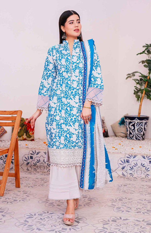 Abtextiles - Meerub Ikat Wrinkle Free Collection'25 By Ab Textiles Embroidered Lawn Suit Unstitched 3 Piece - Summer Collection - aubranz.com