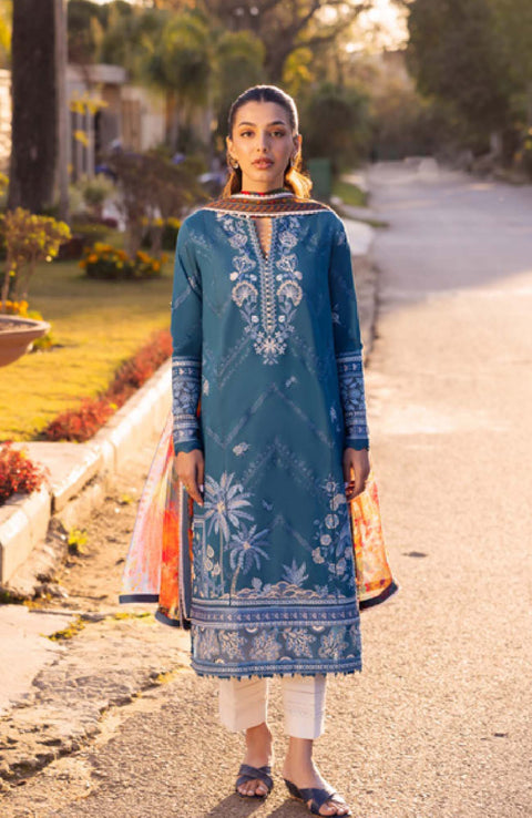 Zaha - Zaha Lawn Embroidered Lawn Suit Unstitched 3 Piece ZHL24L5B Summer Collection - aubranz.com