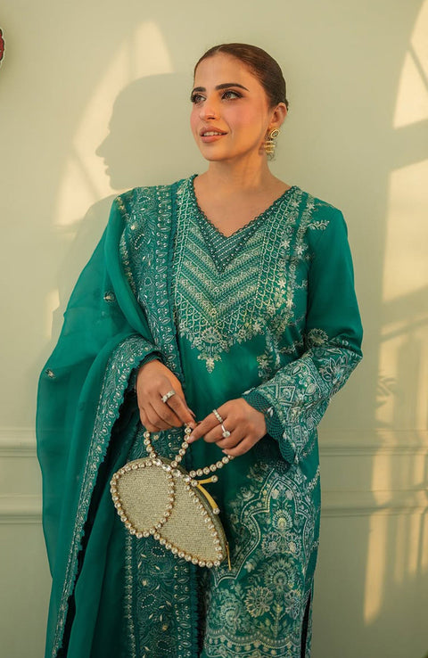 Faizasaqlain - FAIZA SAQLAIN ZINNIA LUXURY LAWN'25 EMBROIDERED SUITS UNSTITCHED 3 PIECE - SUMMER COLLECTION - aubranz.com