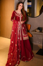 Qalamkar - Qalamkar Embroidered Velvet Suits Unstitched 3 Piece - Winter Collection - aubranz.com