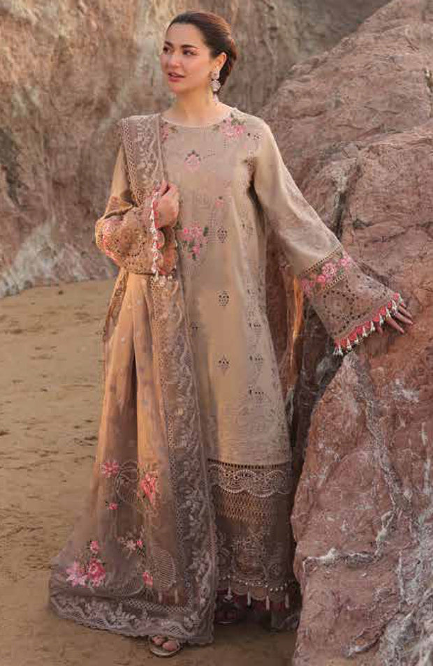 Imrozia - Hania Luxury Lawn'25 By Imrozia Embroidered Suit Unstitched 3 Piece - Summer Collection - aubranz.com