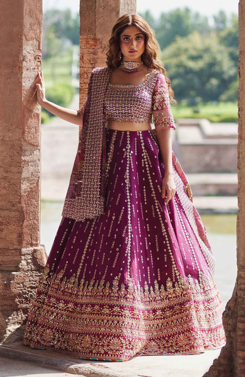 Qalamkar - Qalamkar shadmani raw silk'24 embroidered suits unstitched 3 piece - festive collection - aubranz.com