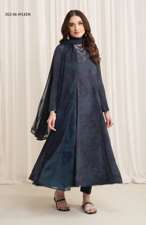 Zarif - Prints by Zarif Georgette Silk'24 Unstitched 3 Piece - WINTER COLLECTION - aubranz.com