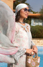 Sadiaasad - Noor Luxe Chikankari'25 Embroidered Lawn Suit Unstitched 3 Piece - Summer Collection - aubranz.com