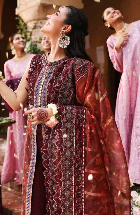 Nureh - Jhoomro By Nureh Embroidered Organza Suit Unstitched 3 Piece - aubranz.com