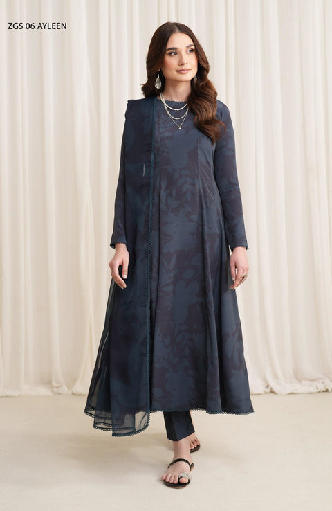 Zarif - Prints by Zarif Georgette Silk'24 Unstitched 3 Piece - WINTER COLLECTION - aubranz.com