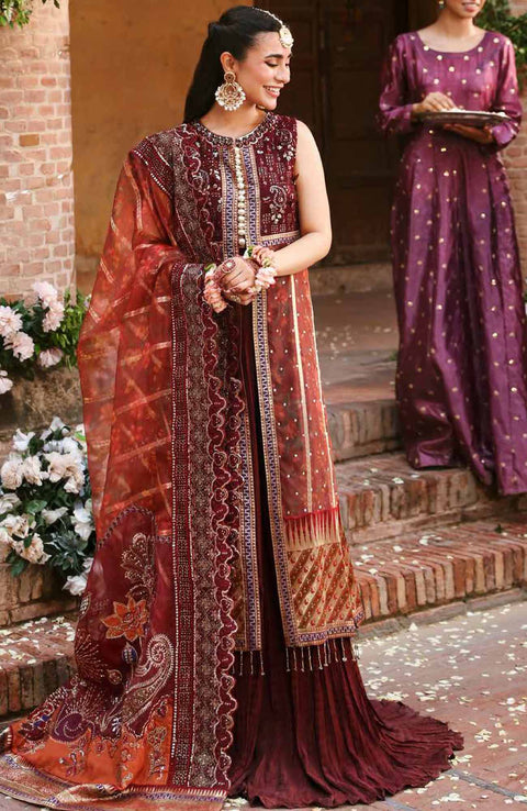 Nureh - Jhoomro By Nureh Embroidered Organza Suit Unstitched 3 Piece - aubranz.com
