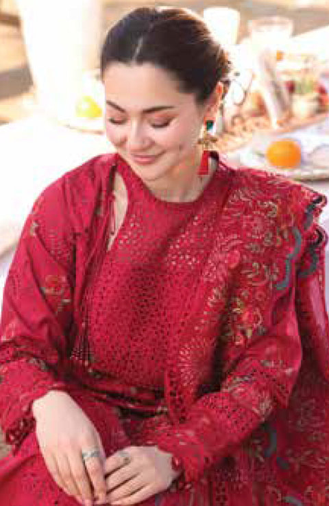 Imrozia - Hania Luxury Lawn'25 By Imrozia Embroidered Suit Unstitched 3 Piece - Summer Collection - aubranz.com