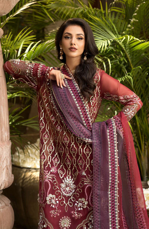 Elaf - Celebrations by Elaf Embroidered Organza Suit Unstitched 4 Piece - Formal Collection - aubranz.com