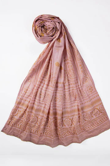LAWN PINK DUPATTA - J. JUNAID JAMSHED &nbsp;SKU#SHAWL6 aubranz.com