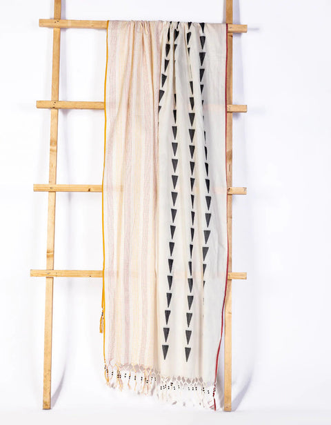 JACQUARD OFF WHITE DUPATTA - J. JUNAID JAMSHED SKU#D7 aubranz.com