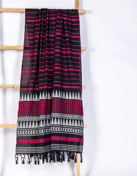 JACQUARD BLACK DUPATTA - J. JUNAID JAMSHED SKU#D8 aubranz.com