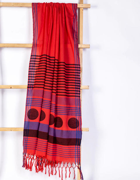 JACQUARD RED DUPATTA - J. JUNAID JAMSHED SKU#D10 aubranz.com