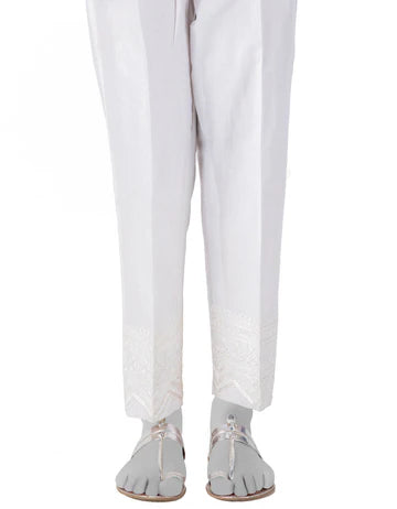 LAWN WHITE TROUSERS - J. JUNAID JAMSHED &nbsp;SKU#TROUSER12 aubranz.com