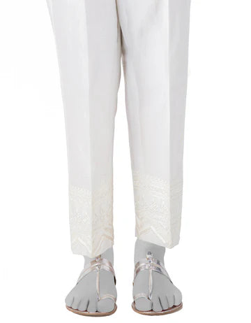 LAWN WHITE TROUSER - J. JUNAID JAMSHED SKU#TROUSER3 aubranz.com