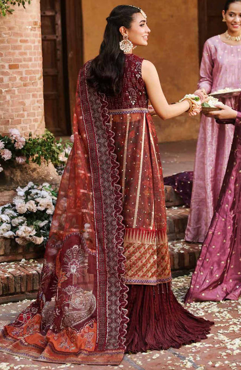 Nureh - Jhoomro By Nureh Embroidered Organza Suit Unstitched 3 Piece - aubranz.com