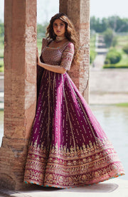 Qalamkar - Qalamkar shadmani raw silk'24 embroidered suits unstitched 3 piece - festive collection - aubranz.com