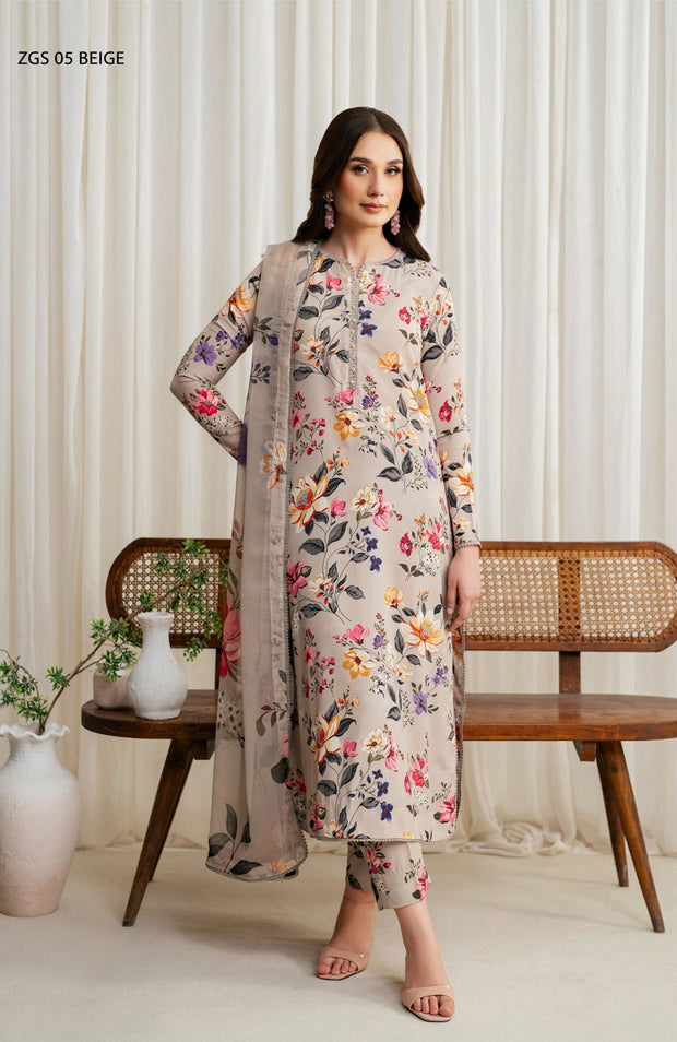 Zarif - Prints by Zarif Georgette Silk'24 Unstitched 3 Piece - WINTER COLLECTION - aubranz.com
