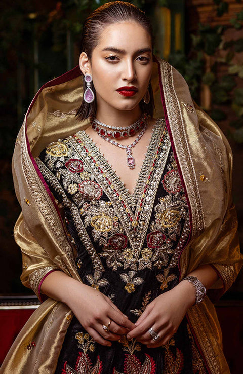 Mushq - Mushq Embroidered Velvet'24 Suit Unstitched 3 Piece - Winter Collection - aubranz.com