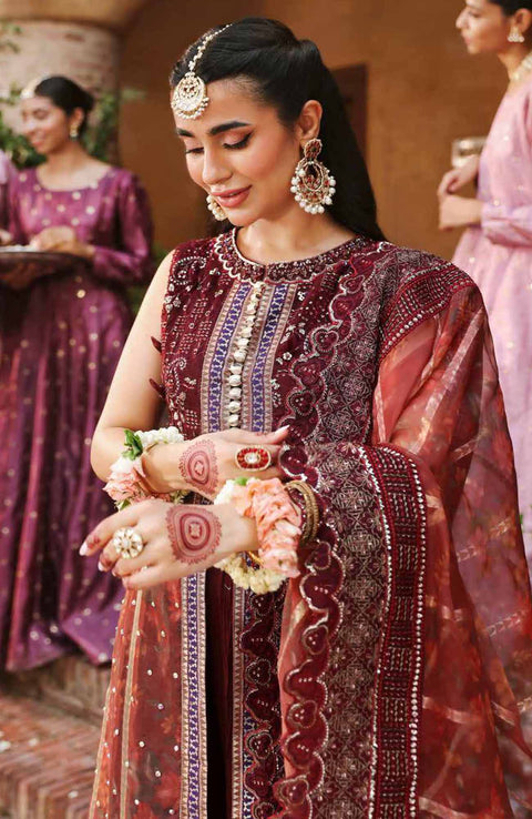 Nureh - Jhoomro By Nureh Embroidered Organza Suit Unstitched 3 Piece - aubranz.com