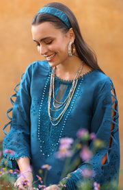 Sadiaasad - Noor Luxe Chikankari'25 Embroidered Lawn Suit Unstitched 3 Piece - Summer Collection - aubranz.com