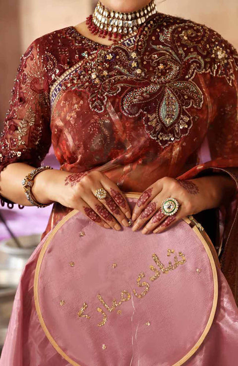 Nureh - Jhoomro By Nureh Embroidered Organza Suit Unstitched 3 Piece - aubranz.com