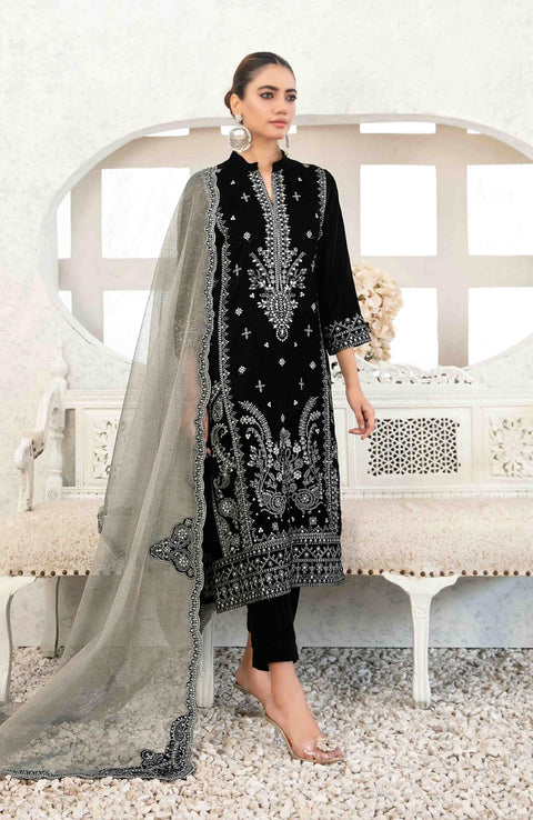 Tawakkalfabrics - VELVET REVERIE BY TAWAKKAL EMBROIDERED SUITS UNSTITCHED 3 PIECE - WINTER COLLECTION - aubranz.com