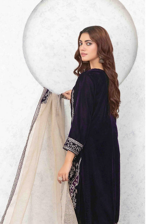 Tawakkalfabrics - VELVET REVERIE BY TAWAKKAL EMBROIDERED SUITS UNSTITCHED 3 PIECE - WINTER COLLECTION - aubranz.com