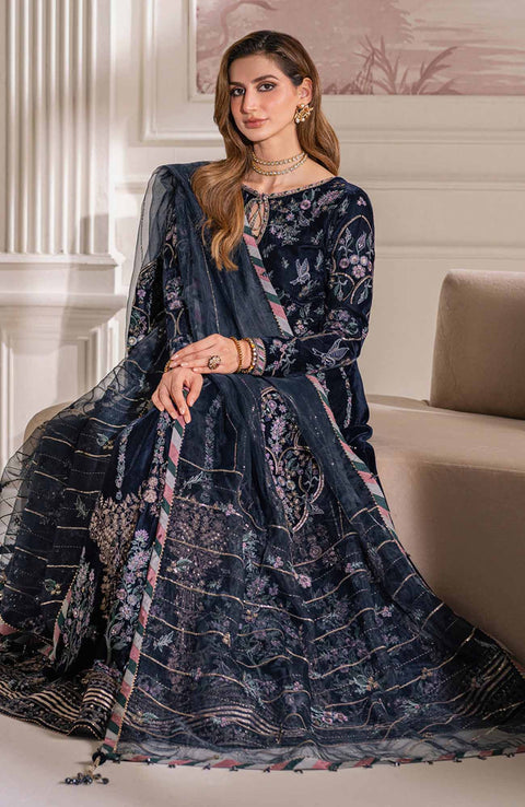 Baroque - EMBROIDERED VELVET COLLECTION'24 BY BAROQUE UNSTITCHED 3 PIECE SUIT WINTER COLLECTION - aubranz.com
