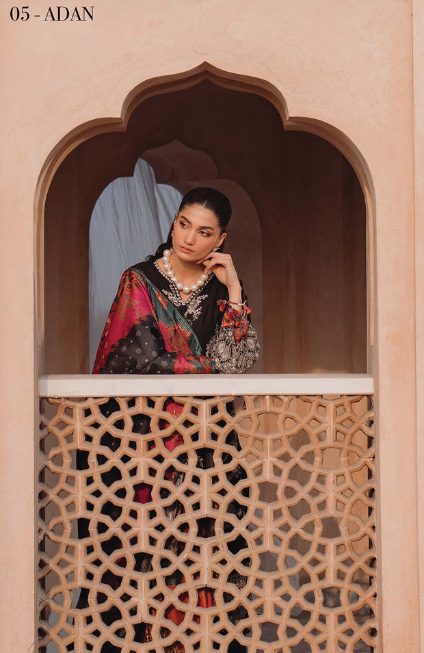 Xenia - Farozaan By Xenia Embroidered Lawn suit Unstitched 3 Piece XNFRZ24L 05 - Adan - Summer Collection - aubranz.com