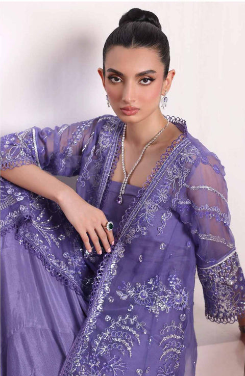 Sadiaasad - De Luxe'24 Noor By Saadia asad Embroidered Chiffon Suit Unstitched 3 Piece - aubranz.com