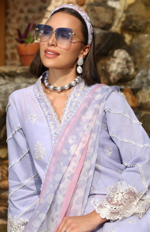 Sadiaasad - Noor Luxe Chikankari'25 Embroidered Lawn Suit Unstitched 3 Piece - Summer Collection - aubranz.com