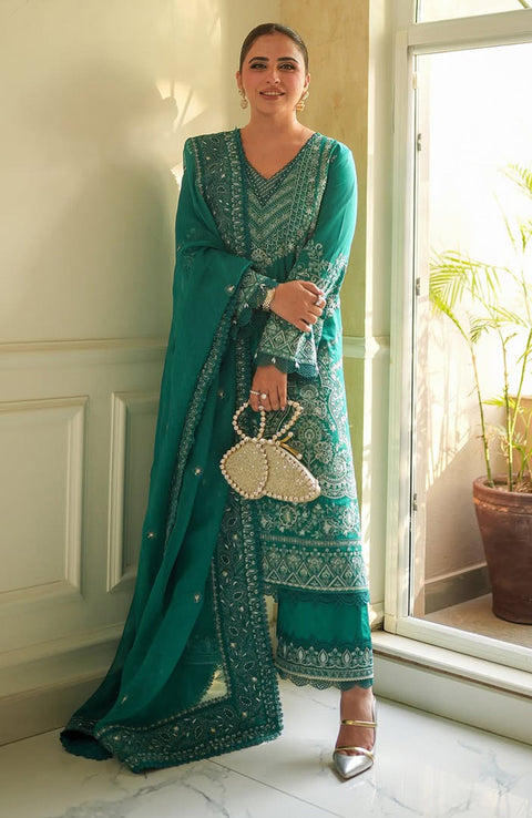 Faizasaqlain - FAIZA SAQLAIN ZINNIA LUXURY LAWN'25 EMBROIDERED SUITS UNSTITCHED 3 PIECE - SUMMER COLLECTION - aubranz.com