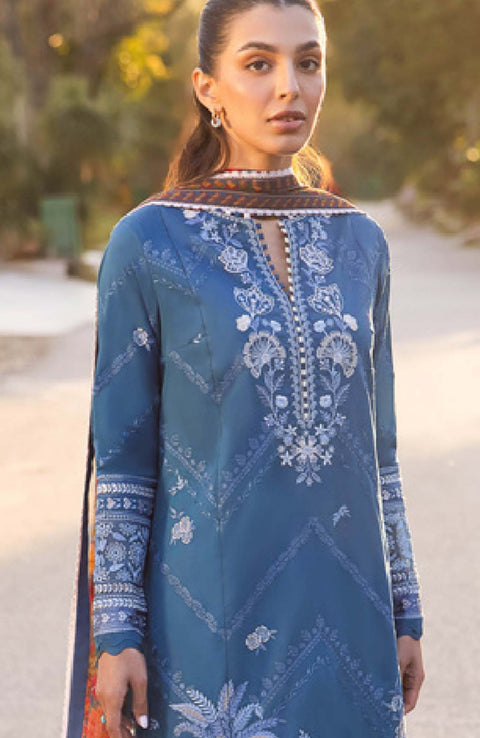 Zaha - Zaha Lawn Embroidered Lawn Suit Unstitched 3 Piece ZHL24L5B Summer Collection - aubranz.com