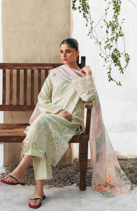 Abyaan - Aabyaan Shezlin Chikankari Lawn'25 Embroidered Suit Unstitched 3 Piece - Summer Collection - aubranz.com