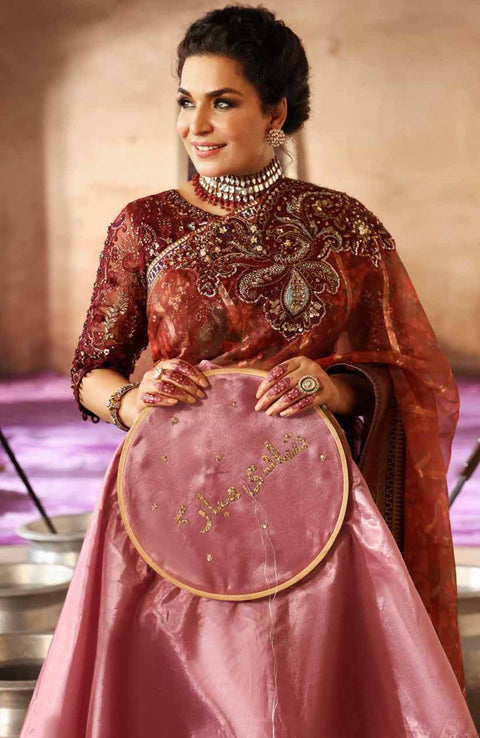 Nureh - Jhoomro By Nureh Embroidered Organza Suit Unstitched 3 Piece - aubranz.com