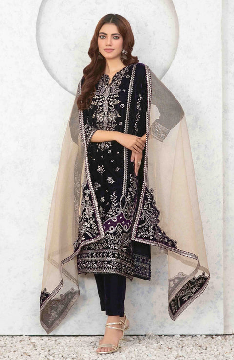 Tawakkalfabrics - VELVET REVERIE BY TAWAKKAL EMBROIDERED SUITS UNSTITCHED 3 PIECE - WINTER COLLECTION - aubranz.com